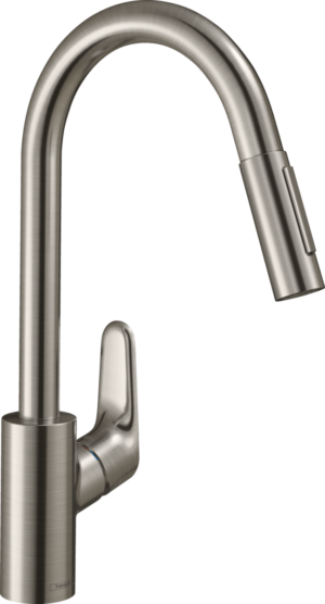 【格蘭登】德國 hansgrohe Focus M41廚房伸縮龍頭(不鏽鋼毛絲面，一般/花灑出水) 31815800