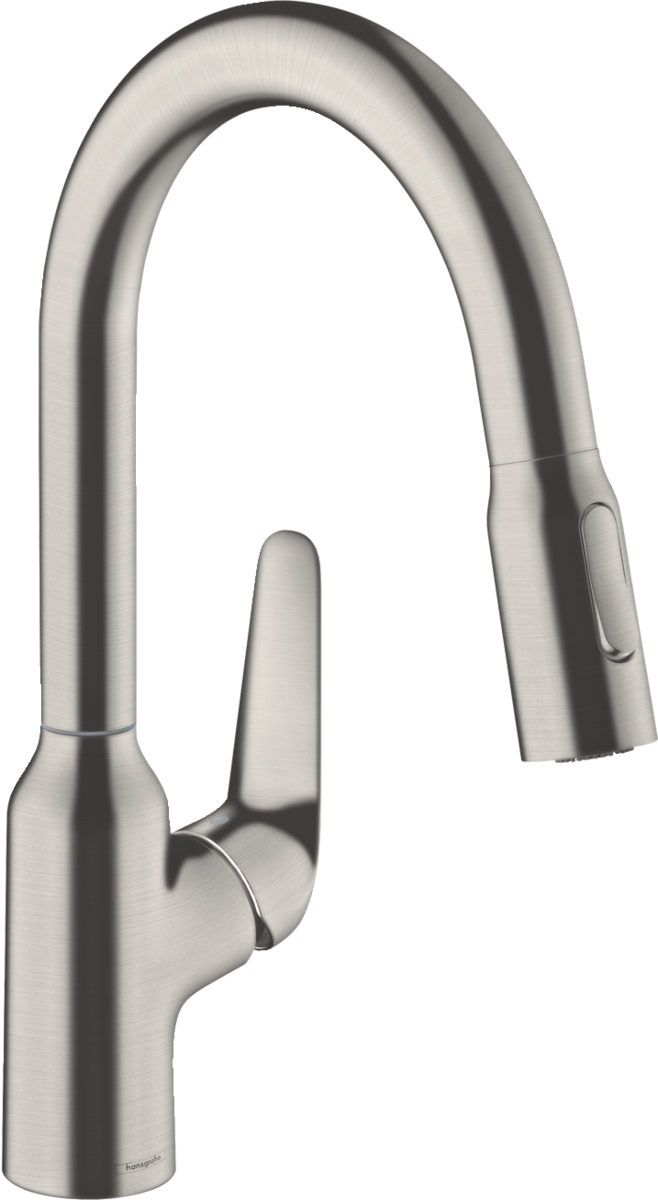 【格蘭登】德國 hansgrohe Focus M42廚房伸縮龍頭(不鏽鋼毛絲面，一般/花灑出水) 71801800