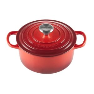 【格蘭登】法國 Le Creuset 典藏琺瑯鑄鐵圓鍋24cm(櫻桃紅-鋼頭-內鍋白) 21177240602430