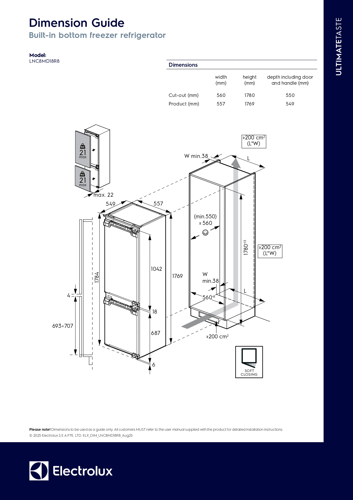 【格蘭登】瑞典 Electrolux 伊萊克斯 800系列244公升全嵌入式電冰箱 LNC8MD18R8:圖片 2