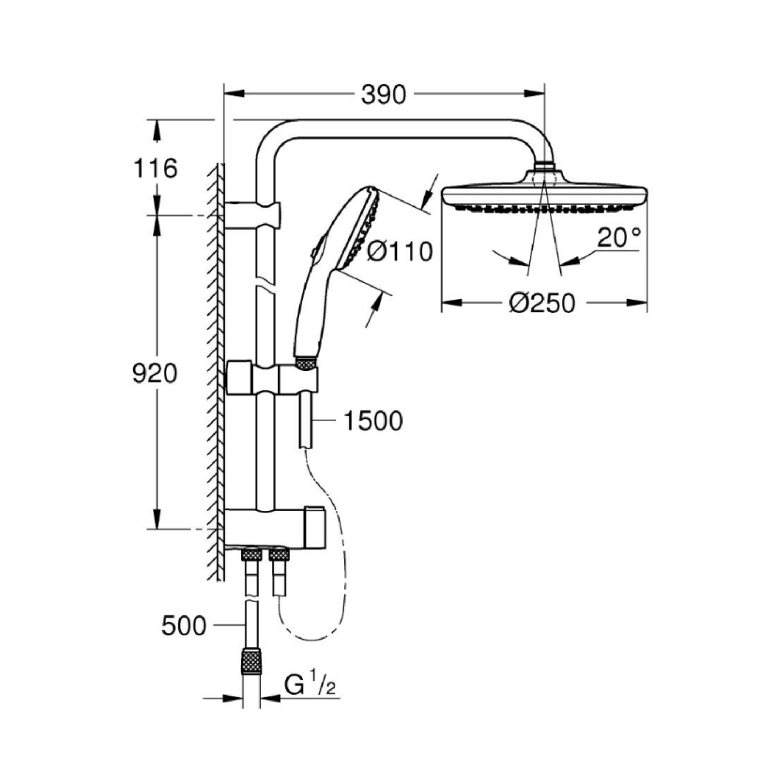 GROHE Tempesta System 250 淋浴花灑組 (鉻色)