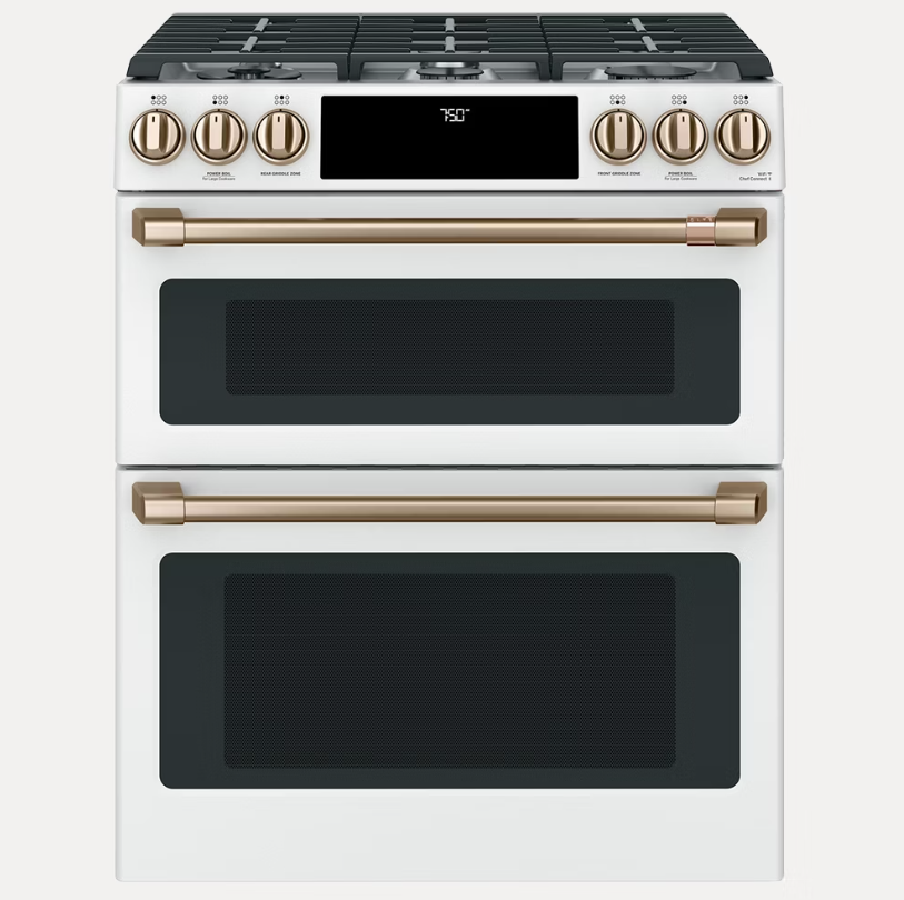 【格蘭登】美國 GE Café™30吋瓦斯型智慧六口雙層爐連烤 CGS750P4MW2