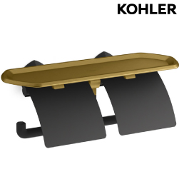 【格蘭登】美國 KOHLER Occasion 雙廁紙架(含蓋+含托盤) (霧黑+摩登金) K-EX27067T-BMB 限量優惠